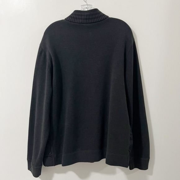 Hugo Boss Mens Black Cotton Quarter Zip Pullover Sweater Nylon Side Panels XXL